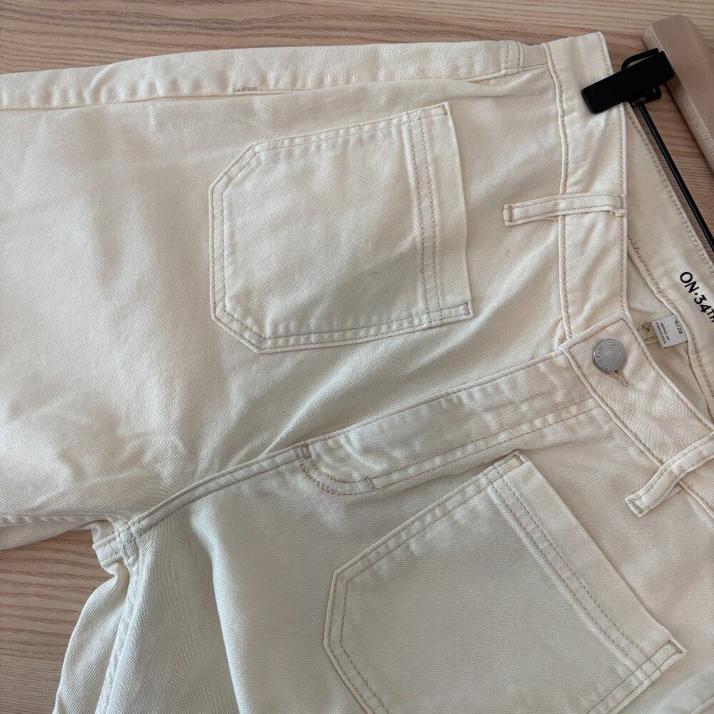 Cream Pants Wide Leg